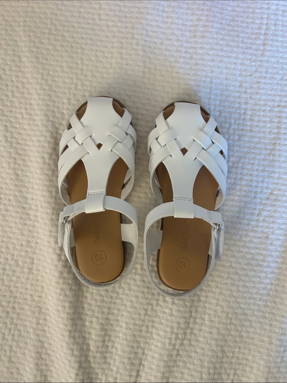 Cat & Jack White Woven T-Strap Kids Sandals